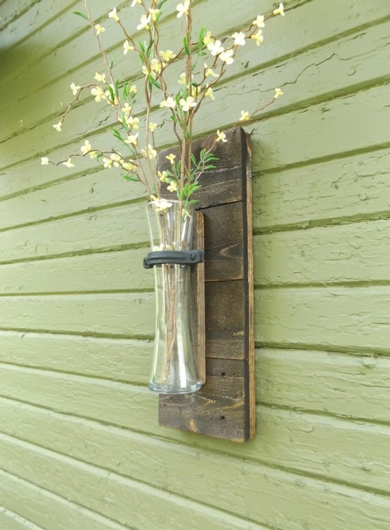 Vase Sconce. Wood Wall Sconce. Rustic Vase by OurWoodsCreations