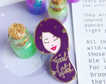 SECONDS SALE- Good Witch Pin - Cute Halloween Pins- Hard Enamel Halloween Lapel Pin