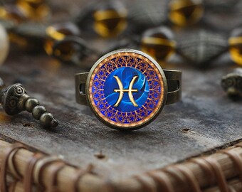 Pisces Zodiac ring, Pisces ring, Pisces Zodiac Jewelry, Pisces constellation ring, Pisces Zodiac Sign ring, Astrology ring