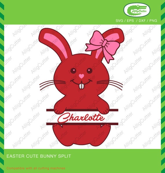 Download Easter Cute Bunny Split Frames SVG DXF PNG eps Rabbit Monogram