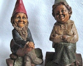 Two Tom Clark Cairn Studio Gnomes 1987 "Mr." "Mrs." Since Retired