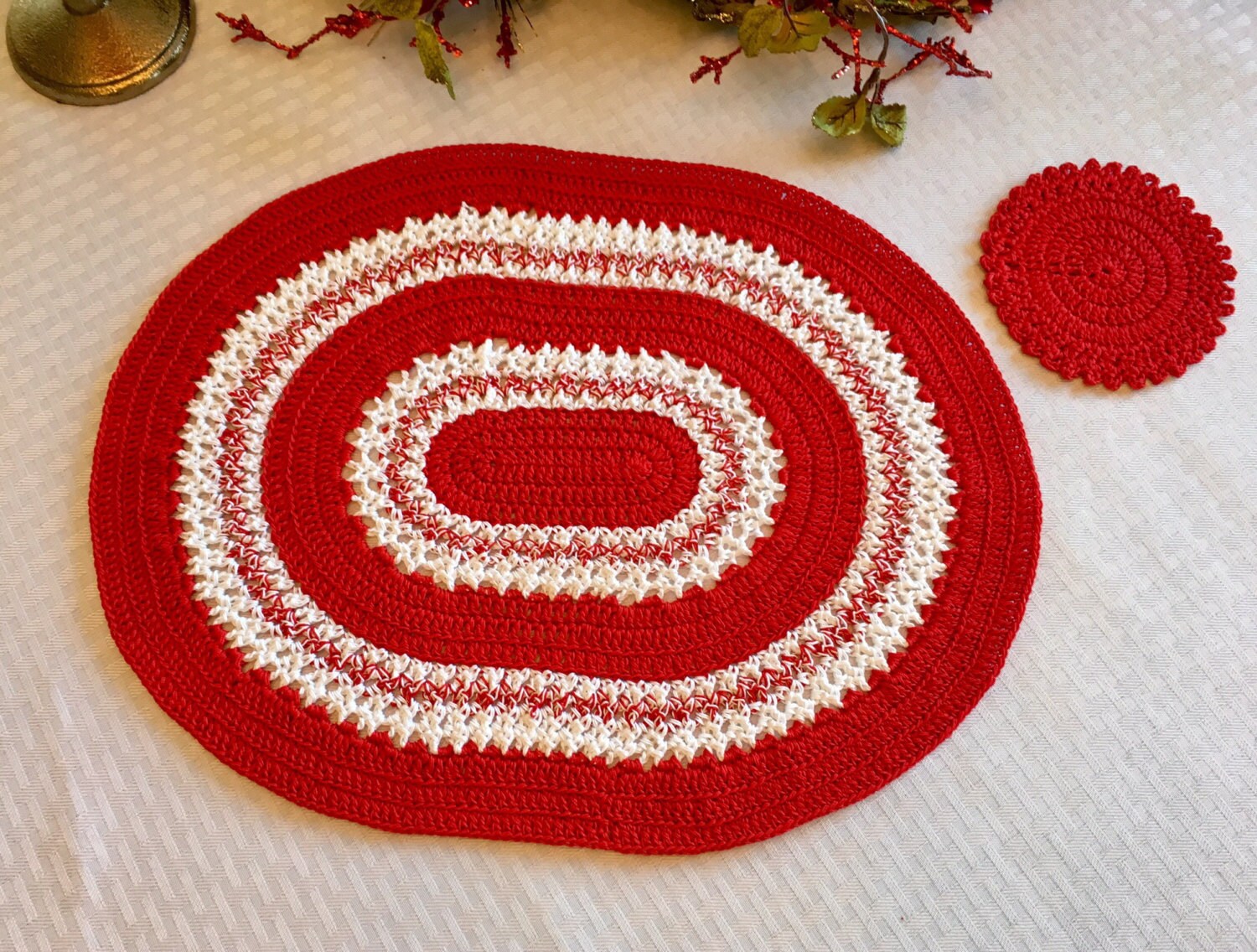 Crochet Placemat and Coaster Set Kitchen Table Decor