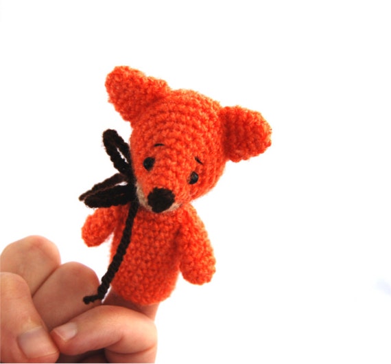 crochet FOX finger puppet amigurumi fox puppet play theater