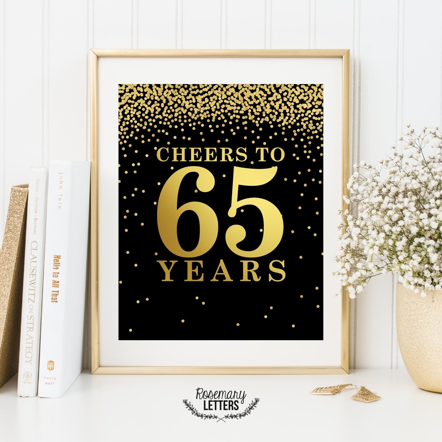 Cheers to 65 Years Set of 2 Printables 65th by RosemaryLetters