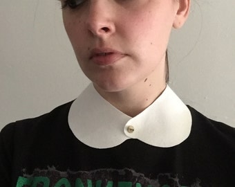 White peter pan collar with metal spike detachable collar