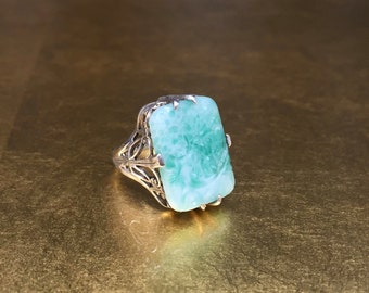 1920s Ring | Unique Gift Ring | Peking Glass Ring | Art Deco Ring | Unique Giftable Ring | Her Peking Glass Ring | Her Size 4 Ring