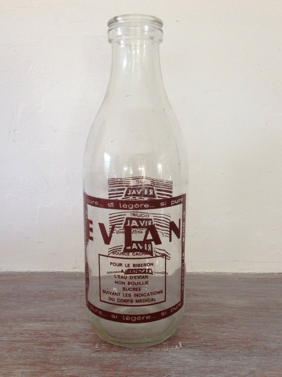 old advertising bottle French mineral water Evian 1960