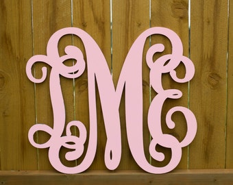 Painted Wooden Monogram, Wood Monogram, Vine Script, Initials, Room, Wall, Nursery and Wedding Decoration, Door Hanger, Wall Hanging #2304