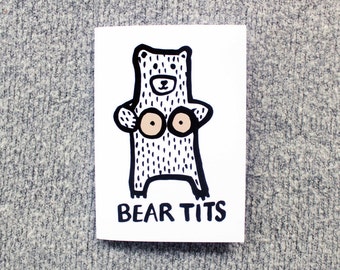 bear tits. fun blank greeting card.