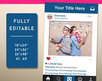 PDF Instagram Style Frame Photo Prop, Instagram Sign, Social Media Photo Prop, Wedding Sign, Instagram Party, INSTANT Download PDF - Sale !!
