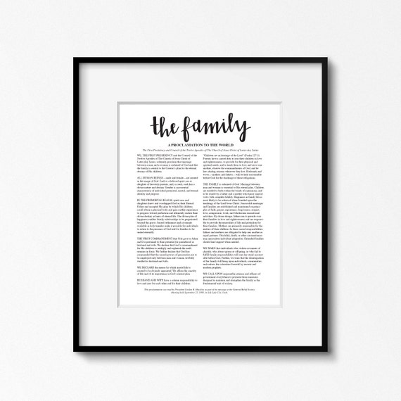 The Family A Proclamation to the World. Family Proclamation