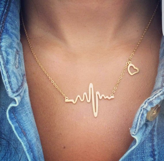 Heartbeat necklace lifeline necklace heart by BellaLoveCollection