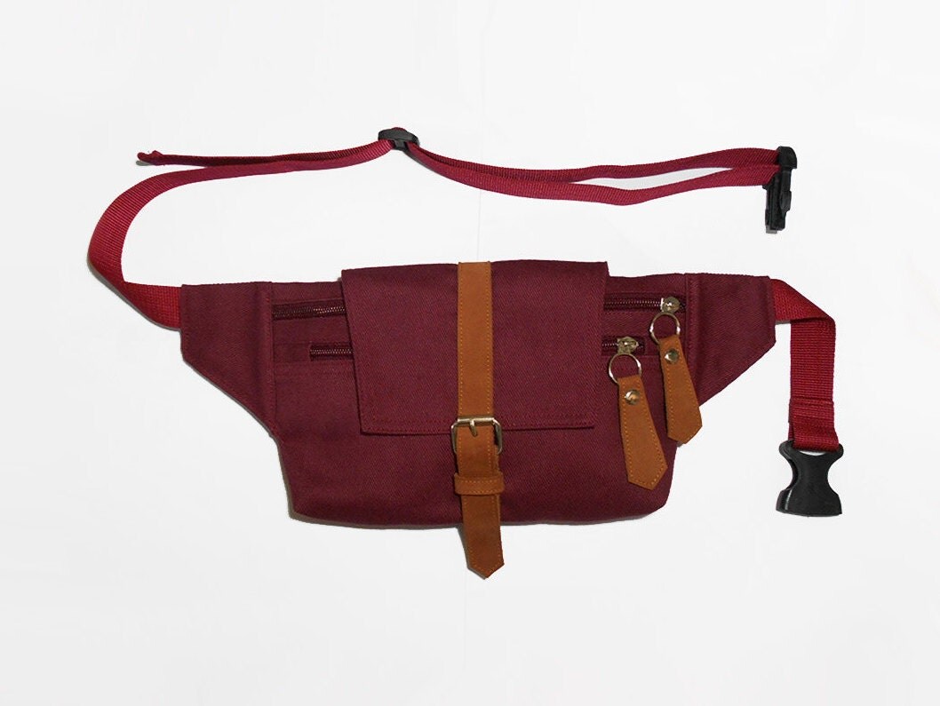 red leather waist bag