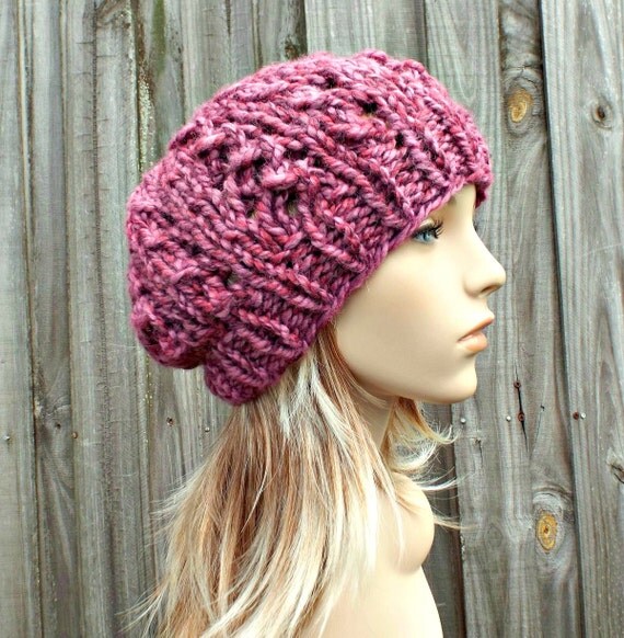 Knit Hat Womens Hat Slouchy Beanie Slouchy Hat Wisteria