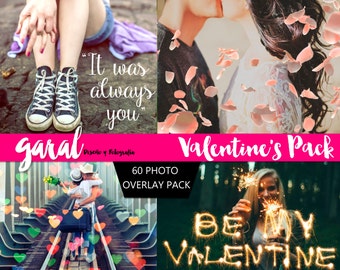 VALENTINE'S DAY Photoshop OVERLAYS, Valentine's Overlays, Photoshop Overlay, Overlay Bundle, Hearts bokeh overlays, Sparklers overlays