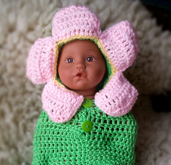 Download crochet flower baby cocoon photo prop newborn size