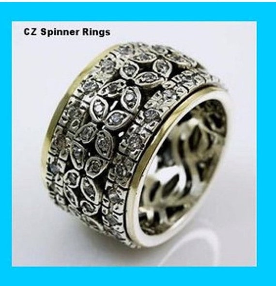 CZ zircons spinner ring