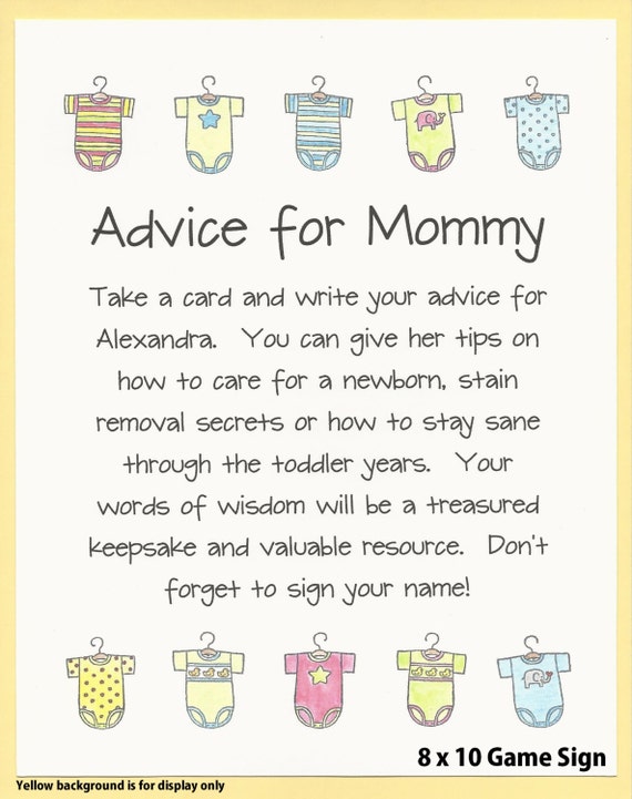 Advice for Mommy \u0026 Daddy Baby Shower Game Wishes for Moms