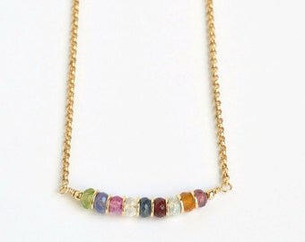 Custom Grandma Necklace / Grandmother Birthstone Necklace / Multi Birthstone Necklace / Mothers Necklace / 16 Inch Gold Fill