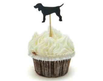 Dog Cupcake Toppers Set of 12 Black Dog by