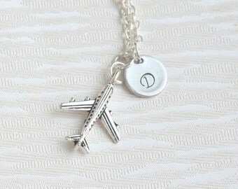 Personalized Airplane Necklace, Airplane Necklace, Personalized Friendfsip Necklace, Best Friend Pilot Gift, Travel Gift,Best Friend Jewelry