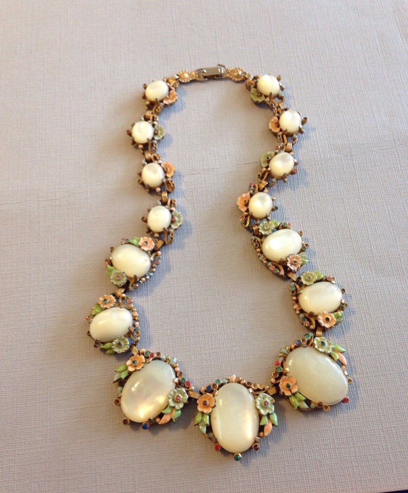 Art Deco Enamel Glass Necklace by vintagepaige on Etsy