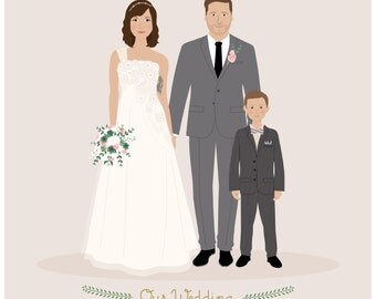 Custom Couple Portrait, custom wedding portrait, personalized anniversary and wedding gift