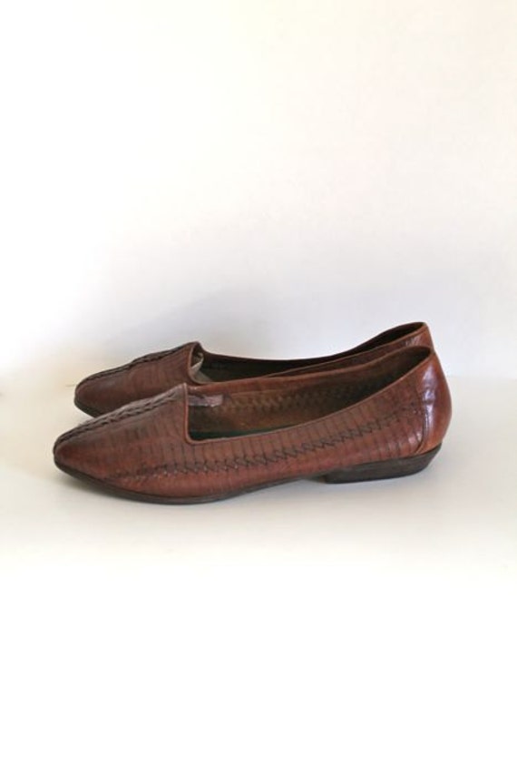vintage woven leather shoes ROASTED ALMOND brown leather