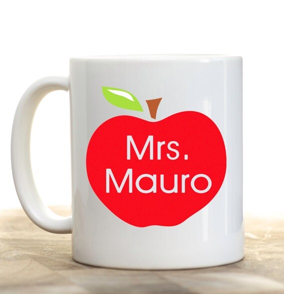 Personalized Teacher's Apple Mug, Teacher's Mug, Coffee Mug, Teacher's Coffee Mug , Birthday Gift, Christmas Gift, Holiday Gift Il_570xn