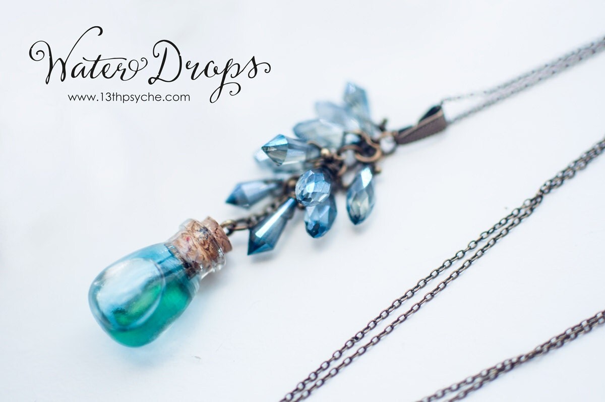 Teardrop necklace water necklace glass bottle necklace