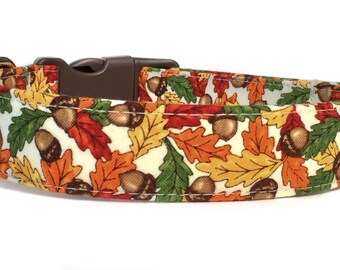 Fall Dog Collar / Thanksgiving Dog Collar / Fall Leaves Dog Collar / Autumn Dog Collar / Orange Brown Dog Collar / Adjustable Dog Collar