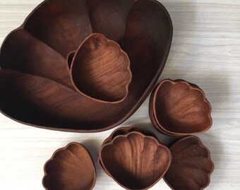 extra large monkeypod hawaiian wood bowls // set of 9