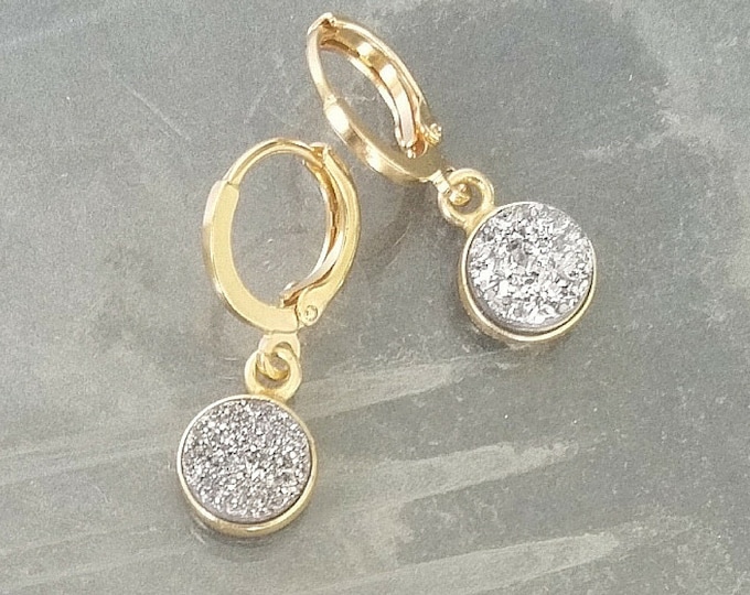 Druzy Earrings, Silver Druzy Earrings, Silver Druzy Gold Earrings, Silver Druzy, Gold Silver Druzy Earrings, Gold Druzy Earrings