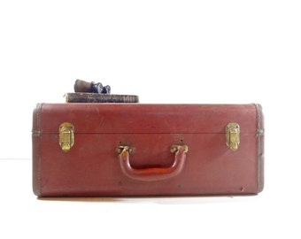 Vintage Brown Leather Suitcase, Salesman Sample Case, Vintage Luggage