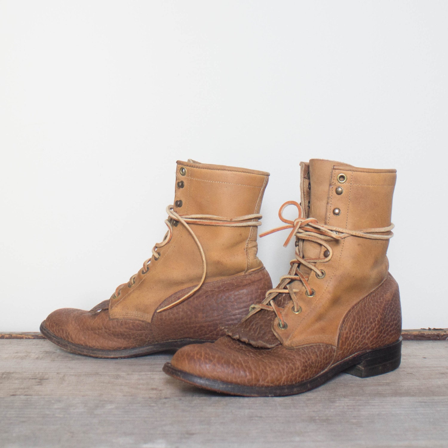 justin lace up ropers mens