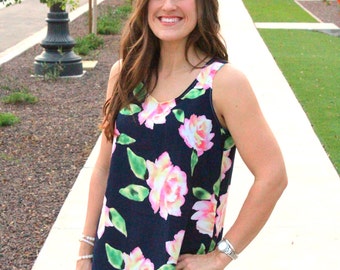 Women's Draped Tank with handkerchief hem pdf sewing pattern, womens tank pdf sewing pattern, sewing pattern for woman, handkerchief