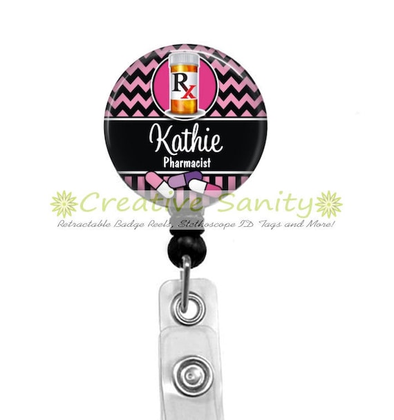 Personalized Pharmacist Retractable ID Badge By CreativeSanity