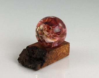 Glass Marble and Wood Stand by Jonathan Winfisky - Paperweight