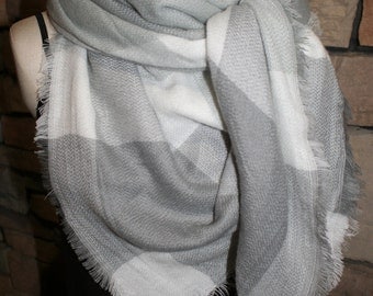 Blanket Scarf Plaid Gray Plaid Tartan Wrap Shawl Zara Scarves Zara Style Plaid Blogger Fav-Accessories