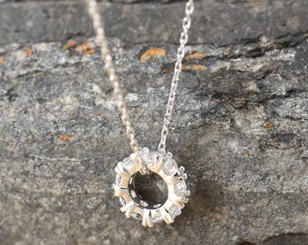 Eternity Circle Necklace, Eternity Circle Pendant, 925 Sterling Silver, Crystal Necklace Pendant, Bridesmaid Gift, Bridesmaid Necklace