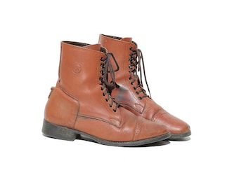 Tropical Nut Brown Leather Riding Ankle Boots / size 8