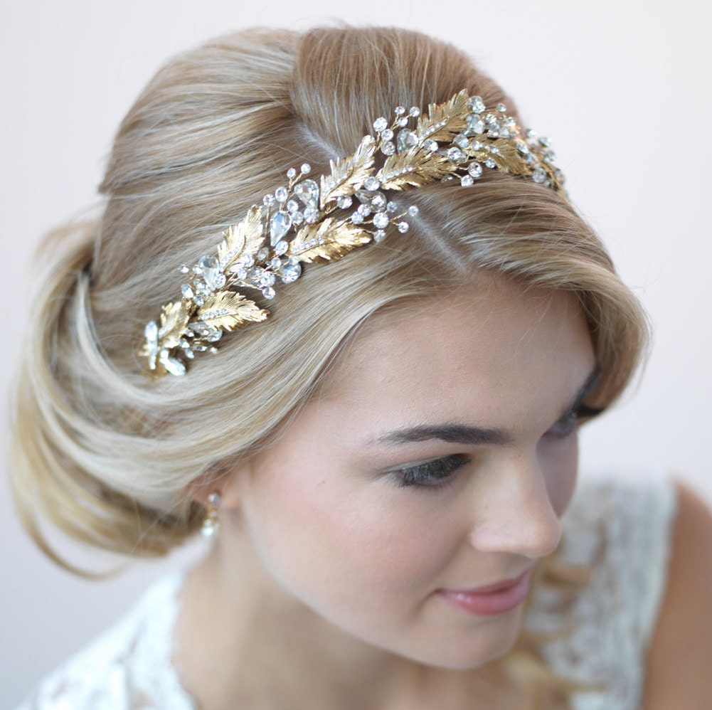 Gold Leaf Bridal Headband Floral Wedding Headband Bride