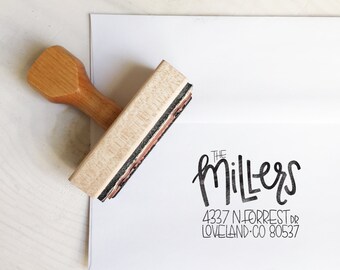 Custom Handlettered Stamp//Family Return Address//Handlettered Wood Stamp//Stationary supplies//Custom Stamp//Address Stamp//Gifts under 50