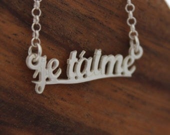 Je t'aime Necklace • Silver name necklace • Personalized jewelry • Gifts for her