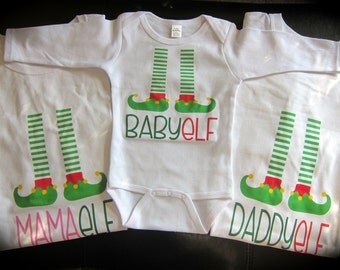 Christmas pajama shirts; Mama El;f Daddy Elf; Baby Elf; Brother Elf; Sister Elf; funny christmas shirt; christmas pajamas; matching shirts