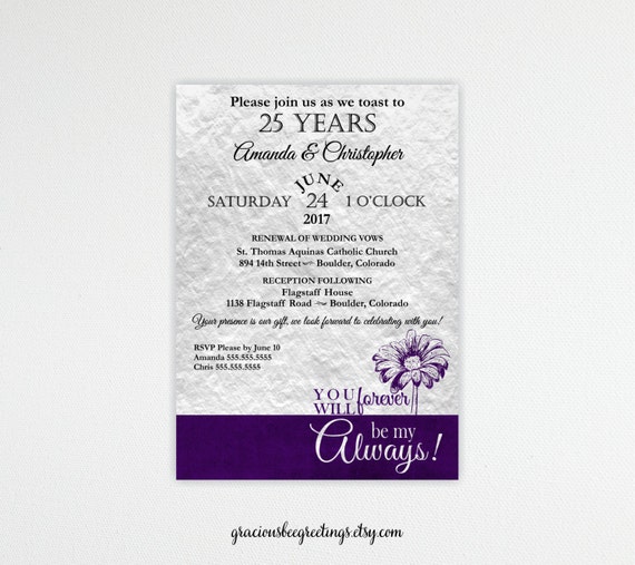  Vow  Renewal  Invitation  Anniversary  5th 15th 20th  25th