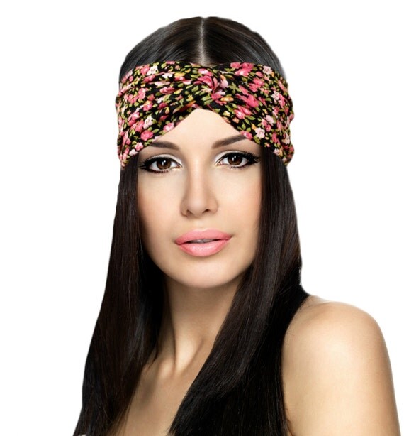 Floral Turband Cute Headbands for Women Jersey by FeathersandFancy