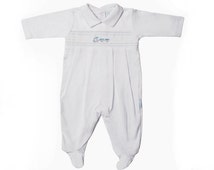 Classic Off-White Pink Hand Smocked Romper (3-18mths)