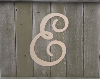 Mantle Wood Letter - Large or Small, Unfinished, Cursive Wooden Letter - Perfect for Crafts, DIY, Weddings - Sizes 1" to 42"