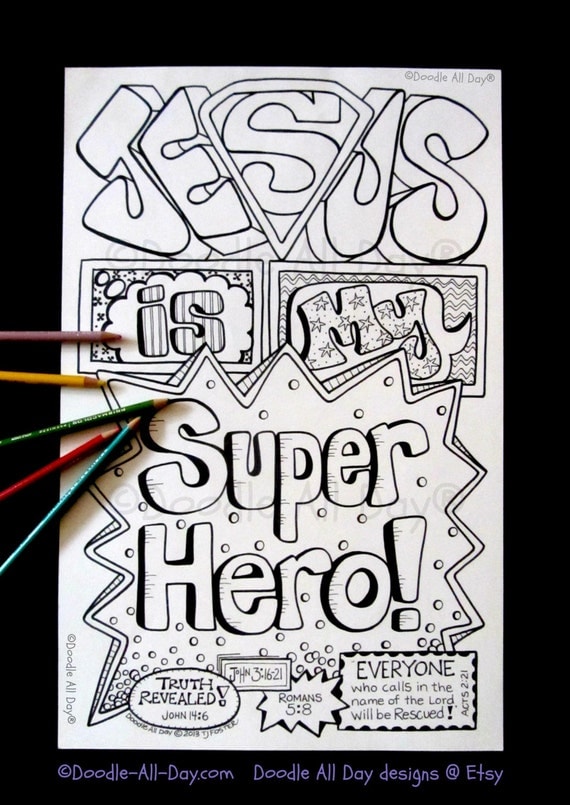 Download Jesus is my Superhero 8.5x11 printable by DoodleAllDaydesigns